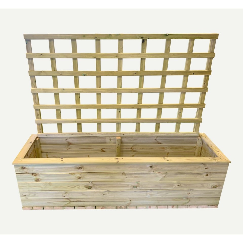 image 1 of Deluxe Extra Large Trough with Trellis - Timber - L58 x W183 x H52 cm - Partially Assembled | Brown
