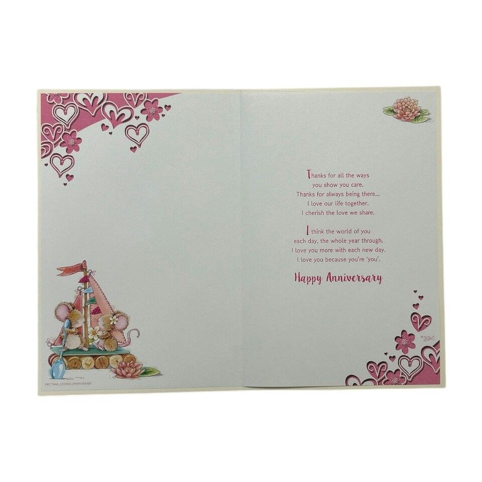 image 1 of On Our Anniversary Yacht and Hearts Design Greeting Card