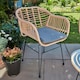 image 6 of Bistro Set Natural Wicker Frame Black Steel Leg Glass Tabletop Outdoor Furniture Brown