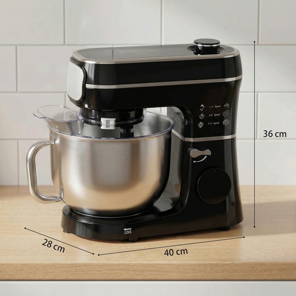 image 1 of HOMCOM 6L 1400W Stand Mixer with 11 Speeds & Fermentation Function, Black
