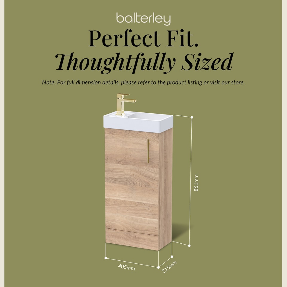 image 1 of Balterley Bathroom Contemporary Floor Standing Vanity Unit Basin & Handle Easy To Install | Brown | Bleached Cuneo Oak