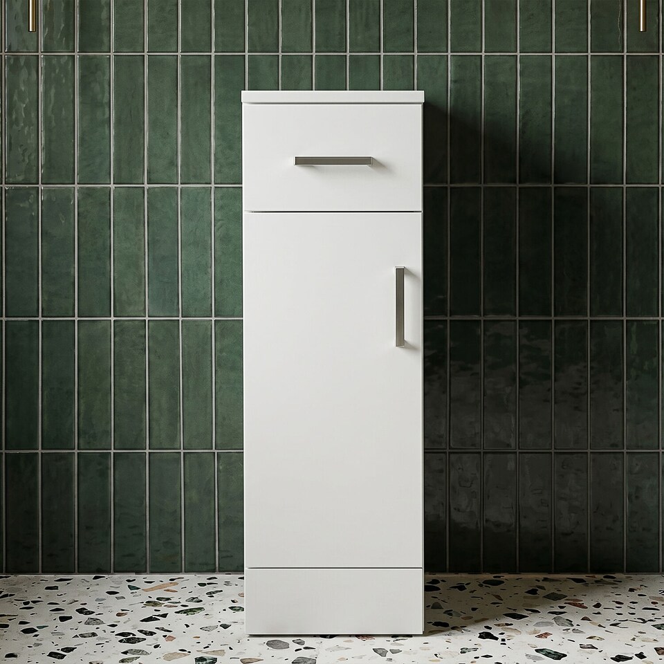 image 1 of Balterley Slimline Floor Standing Bathroom Cupboard | White | Gloss White | 1