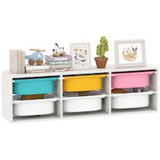 AIYAPLAY 2 Tiers Toy Storage Organiser with 6 Plastic Bins, Low Height
