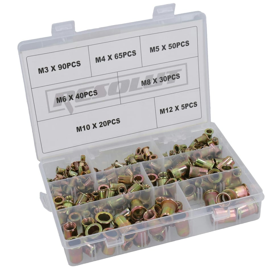 image 1 of Steel Blindnut Fastener Nut Serts Inserts Rivets Assorted Sizes 3 - 12mm 300pc