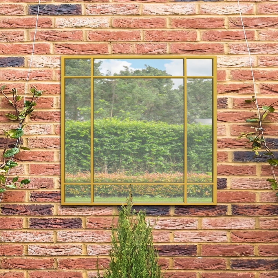image 1 of The Genestra - Gold Modern Contemporary Garden Wall Mirror 39" X 27" (100x70CM) Gold
