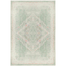 KUKOON Pastel Green Distressed Persian Medallion Non Slip Washable Low Pile Rug 60cm x 110cm Green