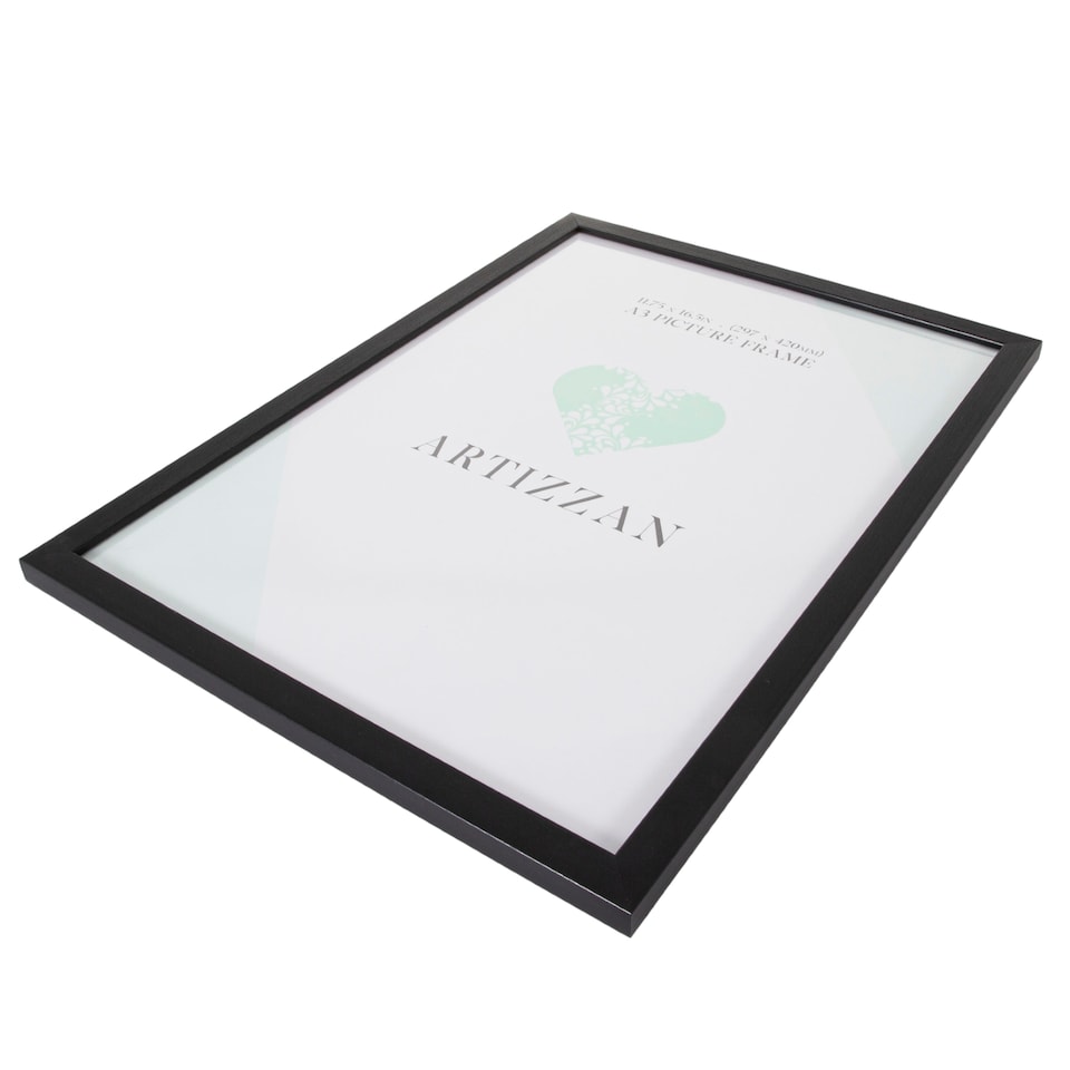 image 1 of Modern and Stylish Black Veneer Wood Effect A3 Plastic Frame for Wall Hanging | Black | L