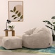 image 1 of Kingston Cord Adults Bean Bag Chair and Pouffe, Ready Filled Beanbag and Footstool Stone Beige | Cream | Natural | 2