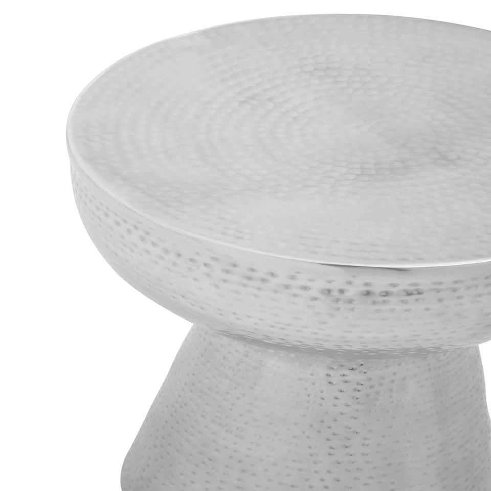 image 1 of Interiors by Premier Spacious Accent Table With Tapered Base, Aluminium Finish Side Table With Pedestal Base, Round Bedside Table Silver