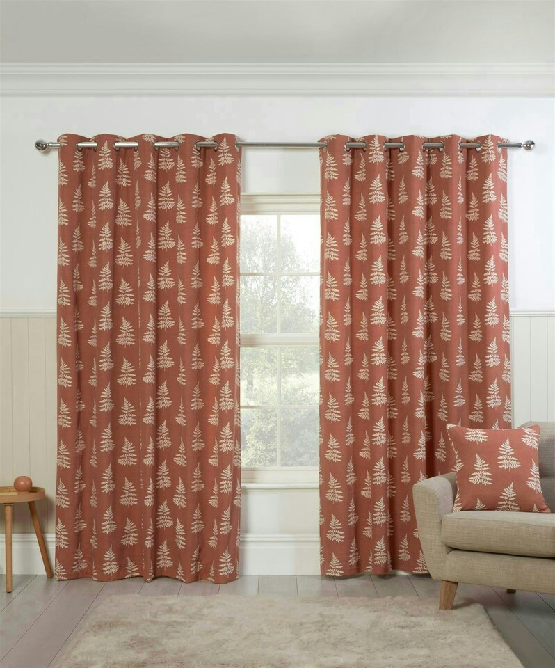 image 1 of Esher Eyelet Curtains - Orange - 168cm x 183cm