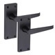 image 2 of Golden Grace 6 Pairs of Victorian Straight Handle Latch Door Handles in Matt Black with 120mm x 40mm Backplate Black