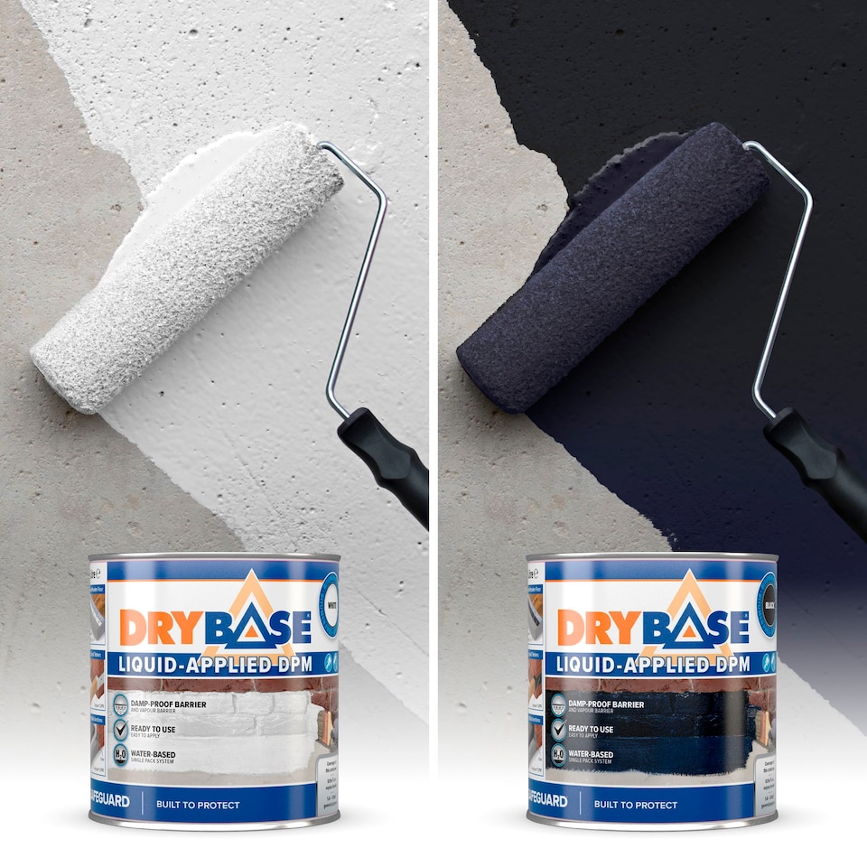 image 1 of Drybase Liquid Damp Proof Membrane DPM (1 L, Black) - Damp Proof Paint for Interior Walls and Floors. Waterproof Paint.