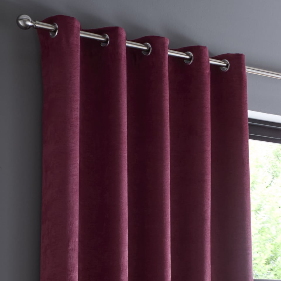 image 1 of Fusion Strata Eyelet Curtains Wine