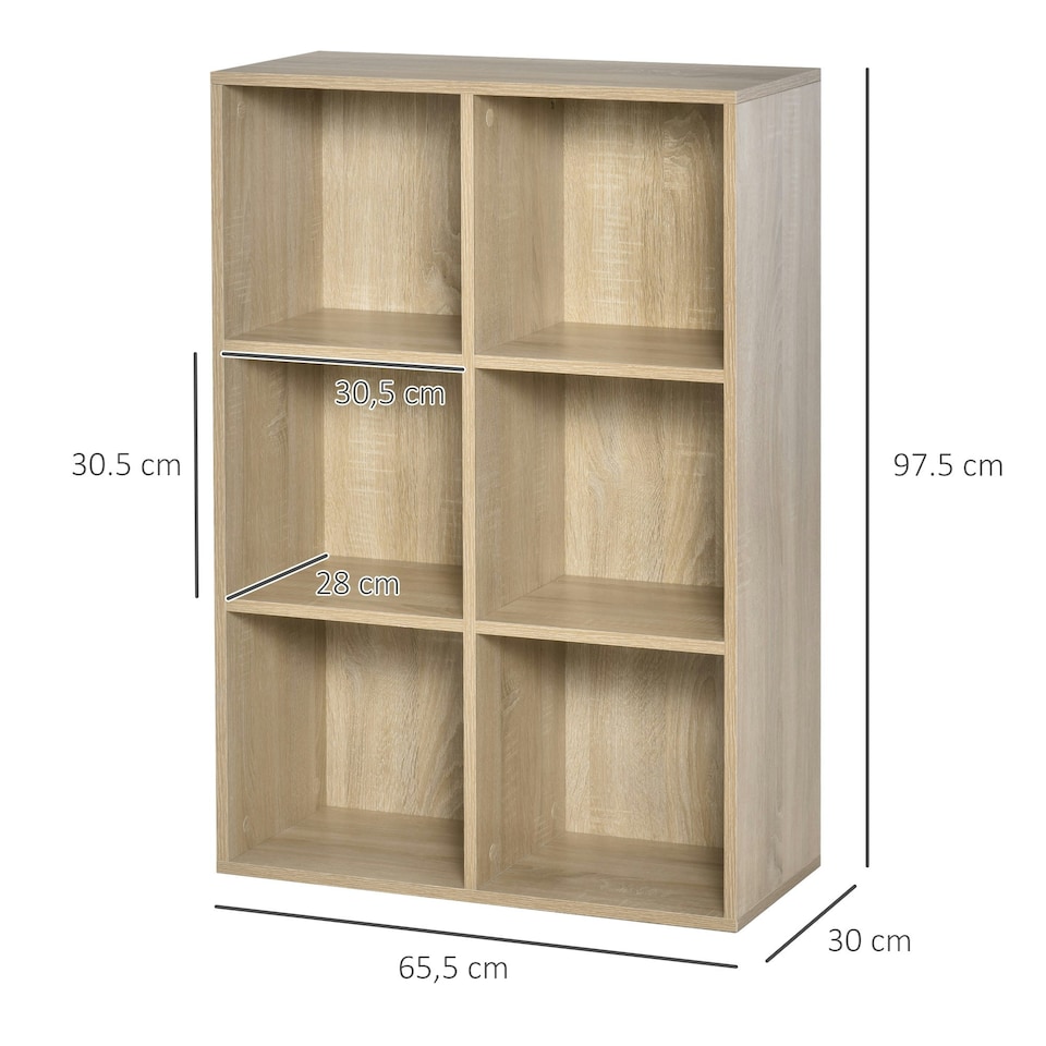 image 1 of HOMCOM Cubic Cabinet Bookcase Storage Shelves for Home Office, Oak