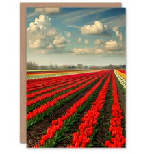 Tulip Fields Sky Holland Modern Him Her Birthday Card