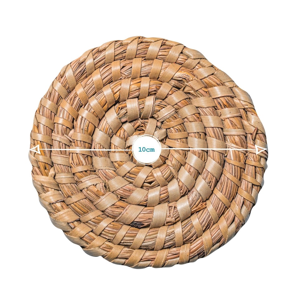 image 1 of Argon Tableware 12 Piece Round Woven Palm Leaf Placemats & Coasters Set | Brown | Brown