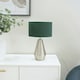 image 2 of ValueLights Jax Silver Metal Touch Dimmer Table Lamp with Forest Green Drum Shade