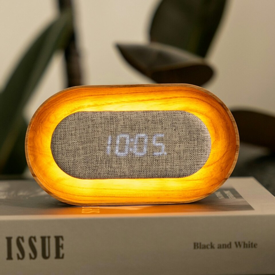 image 1 of Gingko Lumos Clock & Lamp - Oval N/A | White Ash