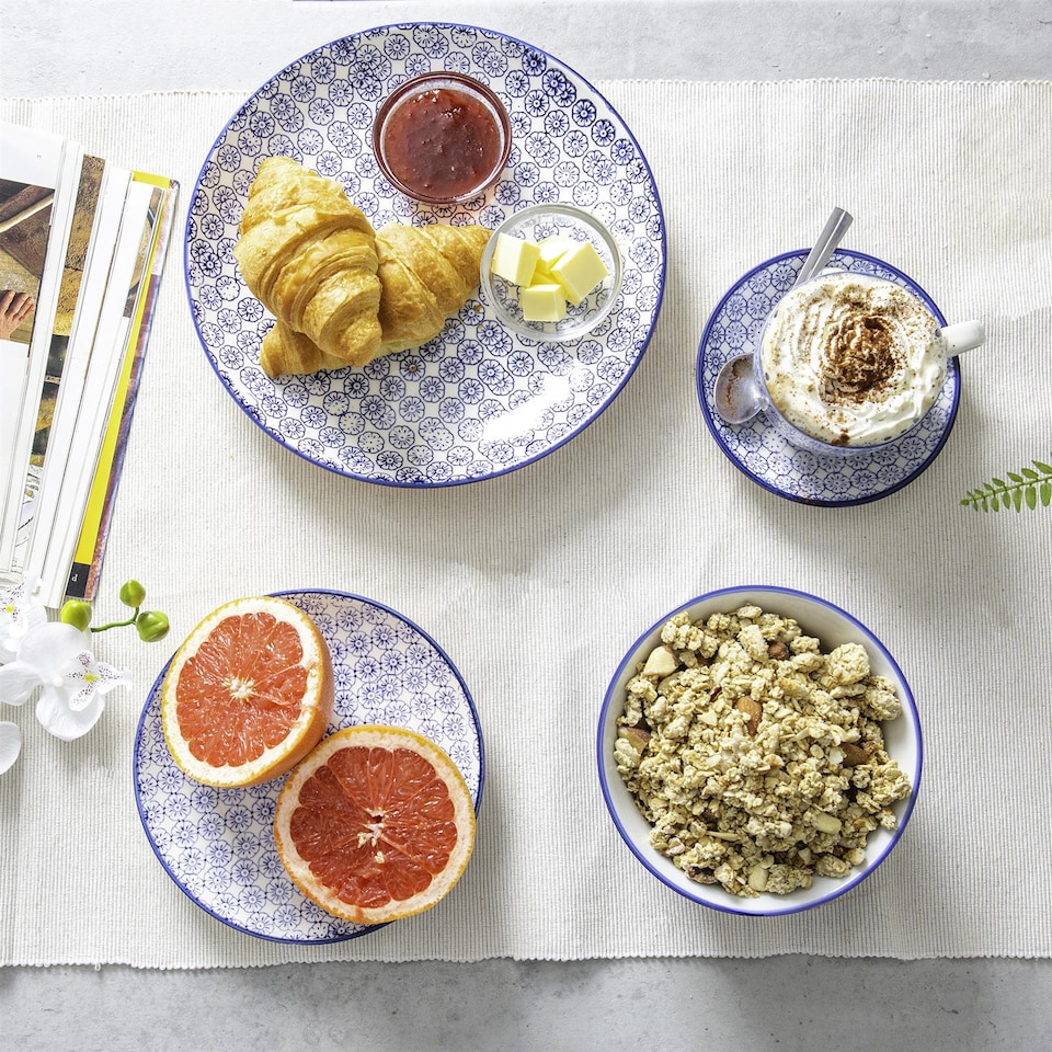 image 1 of Nicola Spring 30 Piece Hand-Printed Dinner Set - Navy