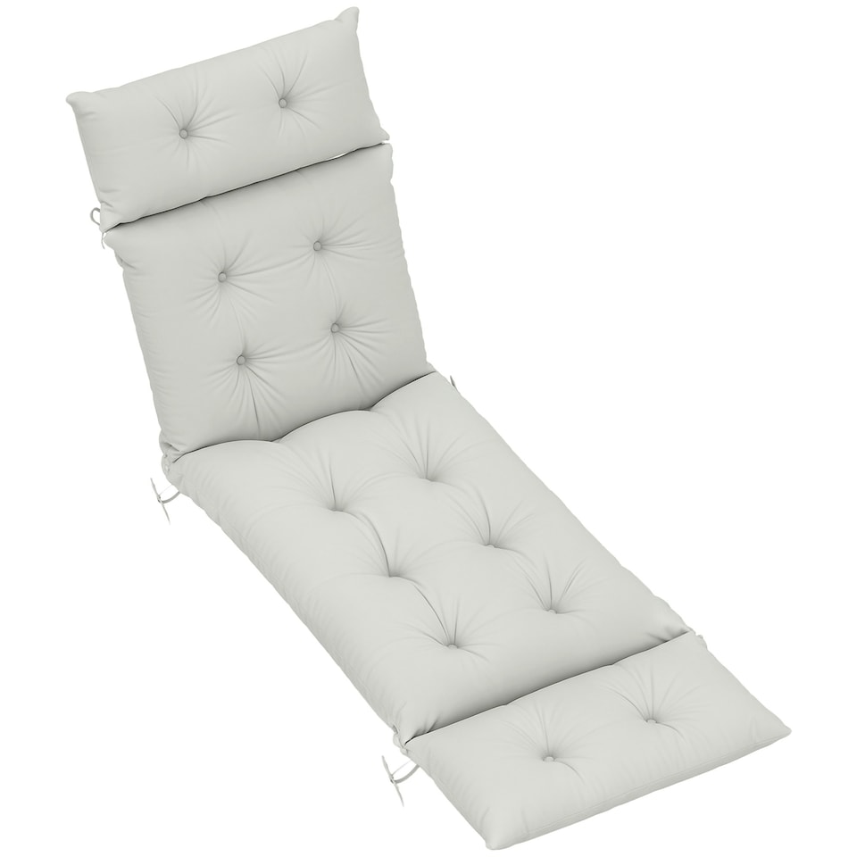image 1 of Outsunny Sun Lounger Cushion Only, Garden Lounge Chair Cushion, Light Grey