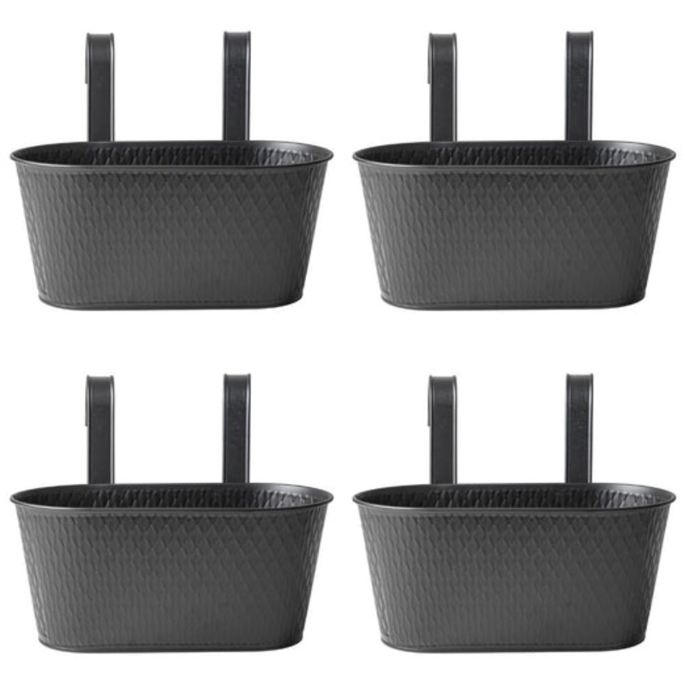 FabFinds Over Fence Diamond Planter Black 26.5cm 4 Pack