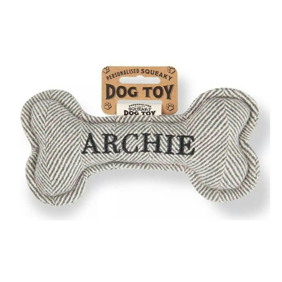 History & Heraldry Pre-Personalised Squeaky Bone Dog Toy - Archie