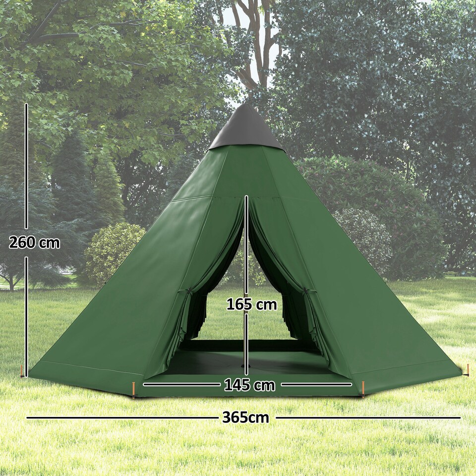 image 1 of Outsunny 6-7 Person Large Family Party Camping Tent with Carrying Bag | Green | Green