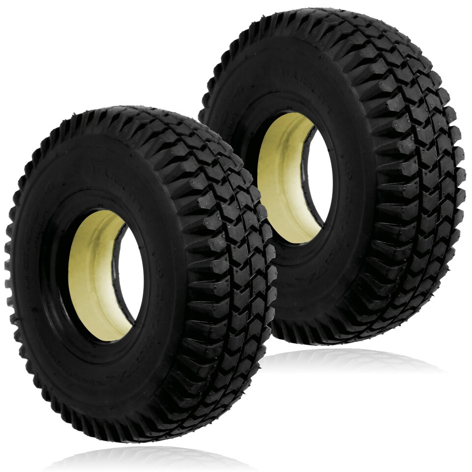 image 1 of SPARES2GO Mobility Scooter Tyre 3.00 x 4 Solid Block Tread 300-4 300x4 260x85 PU Fill x 2
