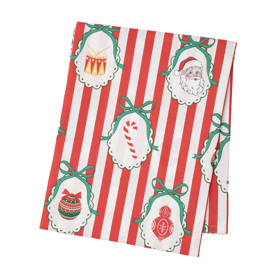 image 1 of Catherine Lansfield Christmas Vintage Stripe Cotton Table Cloth