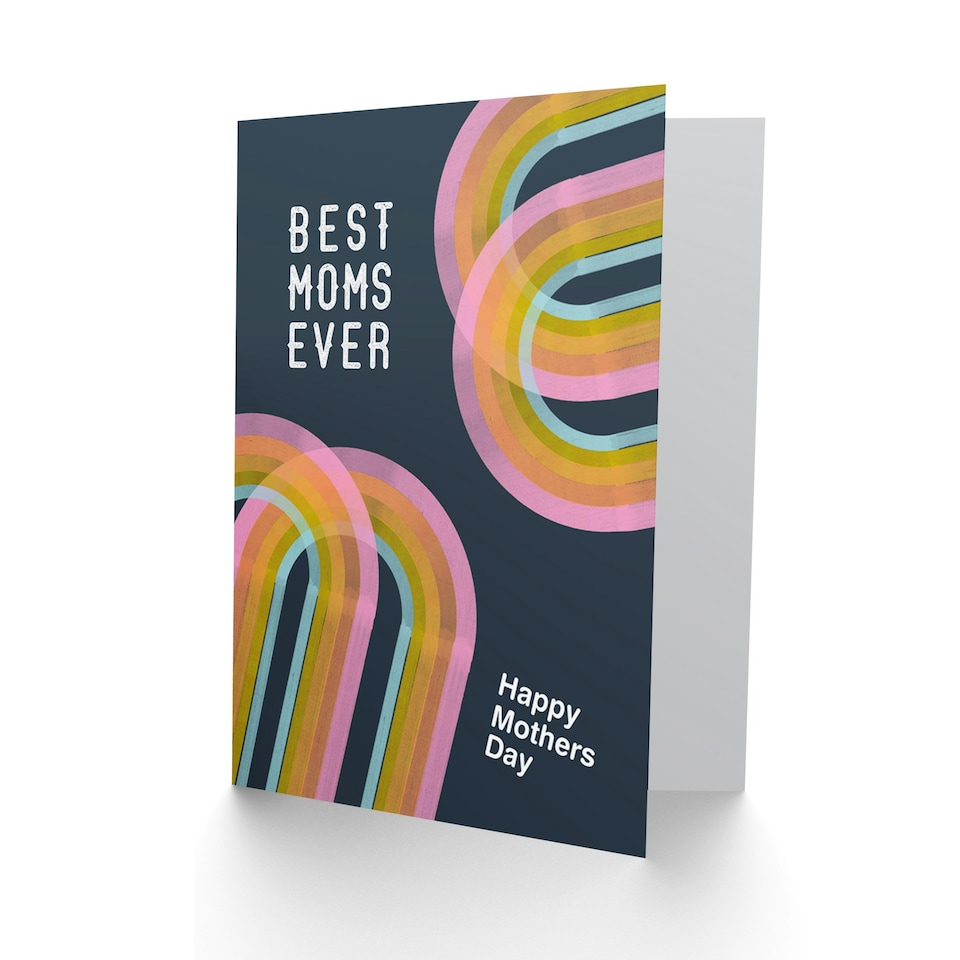 image 1 of Mothers Day Card Rainbow Paint Best Moms Ever