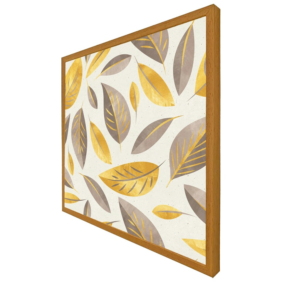 image 1 of Botanical gold and purple leaf (Picture Frame) | White | XL