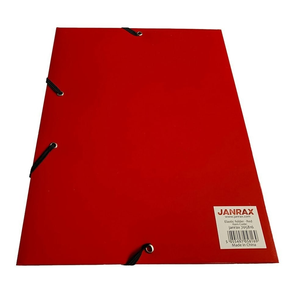 image 1 of Janrax A4 Red Laminated Card 3 Flap Folder with Elastic Closure
