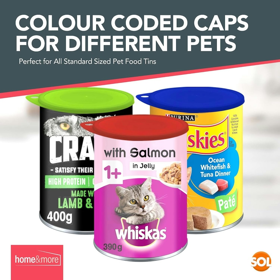 image 1 of SOL 6pk Plastic Can Lids for Tin Can – Silicone Tin Covers for Food Storage