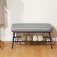 image 7 of HOMCOM Shoe Bench, PU Leather Shoe Storage Bench for Entryway, Grey | Grey | Grey