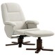 image 1 of HOMCOM Swivel Recliner Chair with Footstool and Wooden Base, Beige Cream