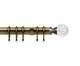 image 1 of 35mm Fixed Length Metal Curtain Pole Set Antique Brass Segmented Ball Finial 250cm | Bronze | Bronze