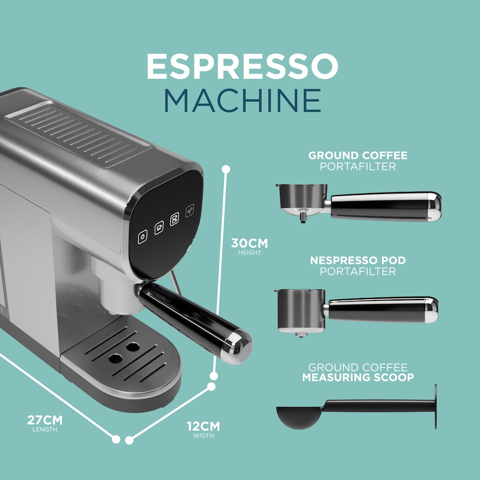 image 1 of DMD 3-in-1 Espresso Coffee Machine, 20-Bar, Milk Frother, Ground & Capsule Use, 1L Water Tank