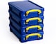 image 1 of 4 x Really Useful 4 Litre Storage Boxes Blue With Yellow Handle - Opaque Blue