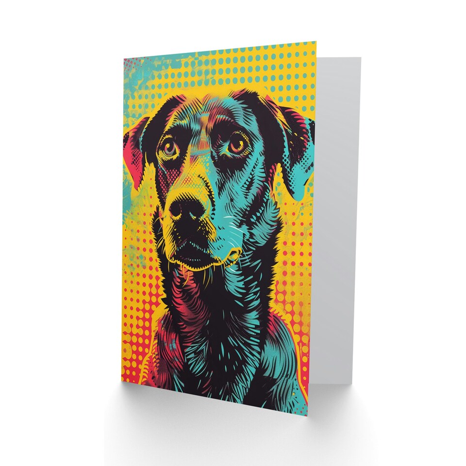 image 1 of Pop Art Dog Bright Summer Colourful Dots For Him Birthday Card