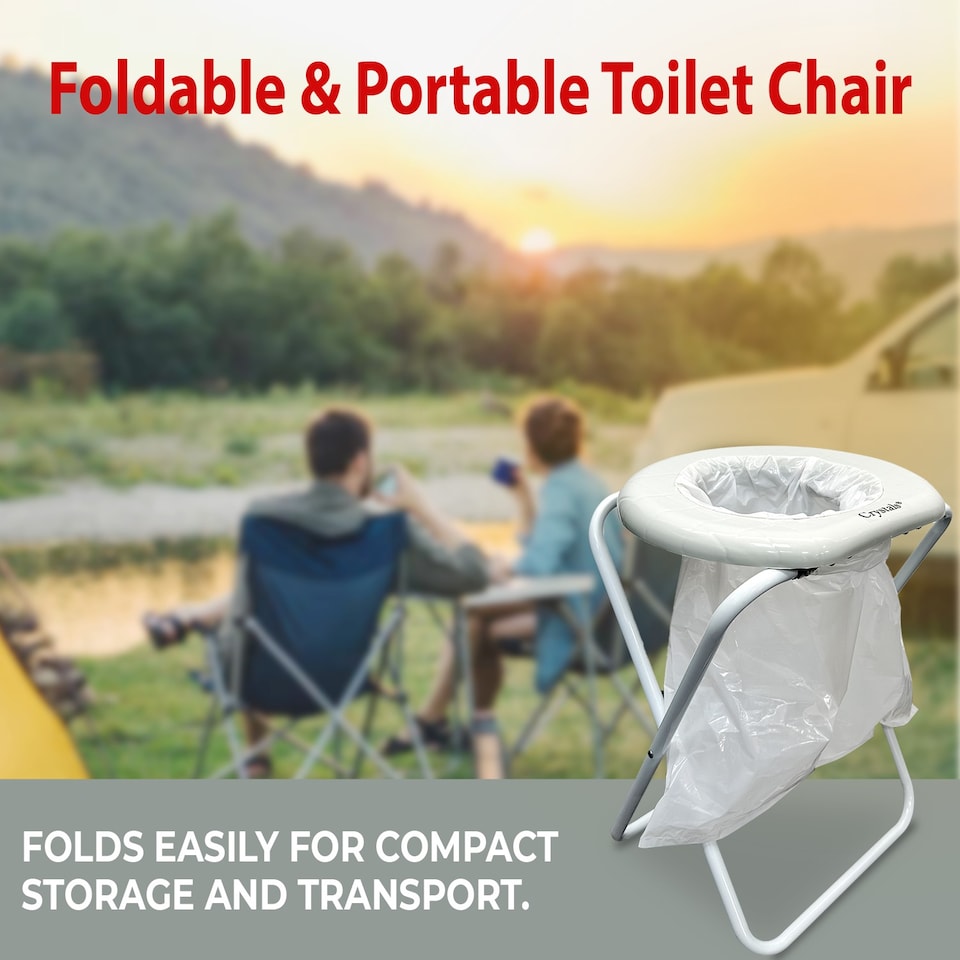 image 1 of Folding Toilet Portable Chair Camping Travel Park Fishing Outdoors Seat