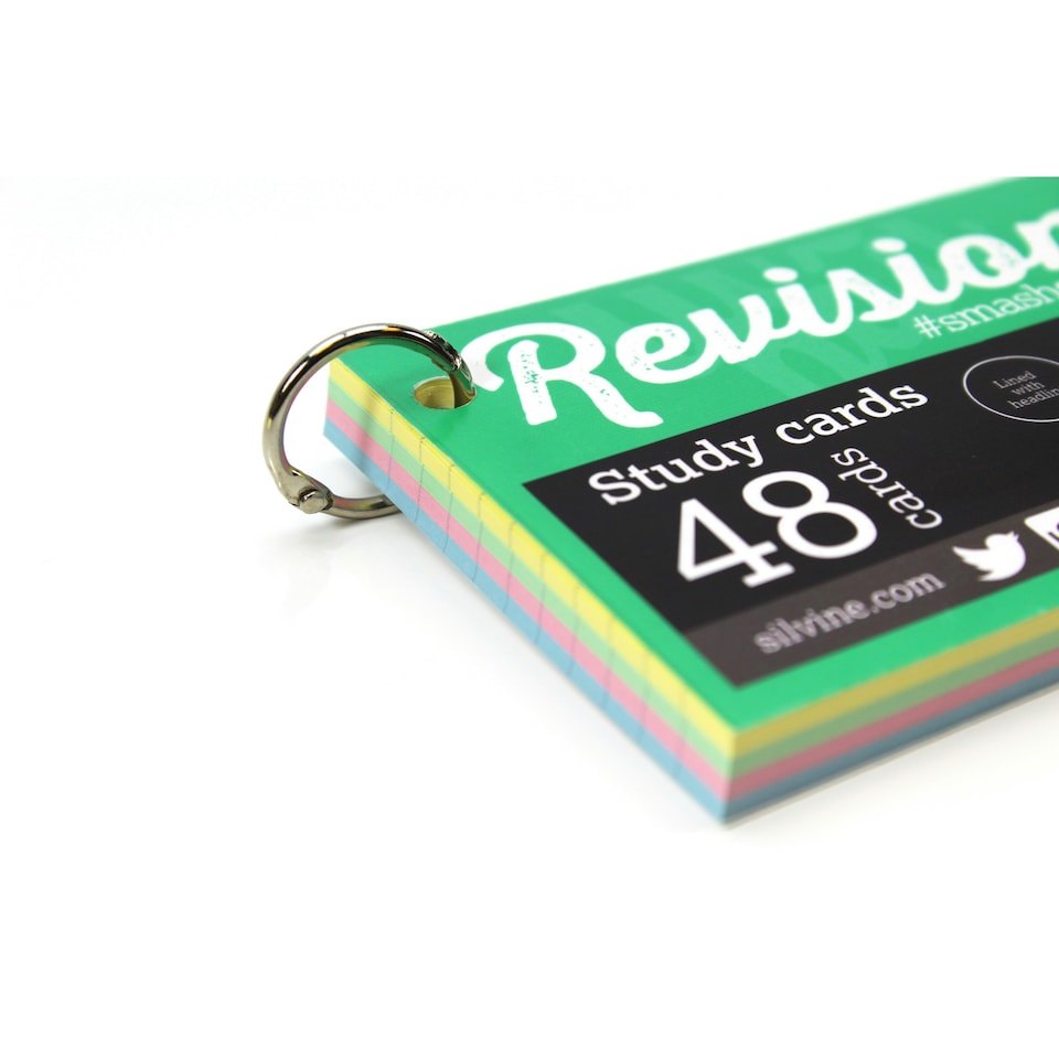 image 1 of 48 Assorted Colour 5x3" Revision Cards on Binding Ring