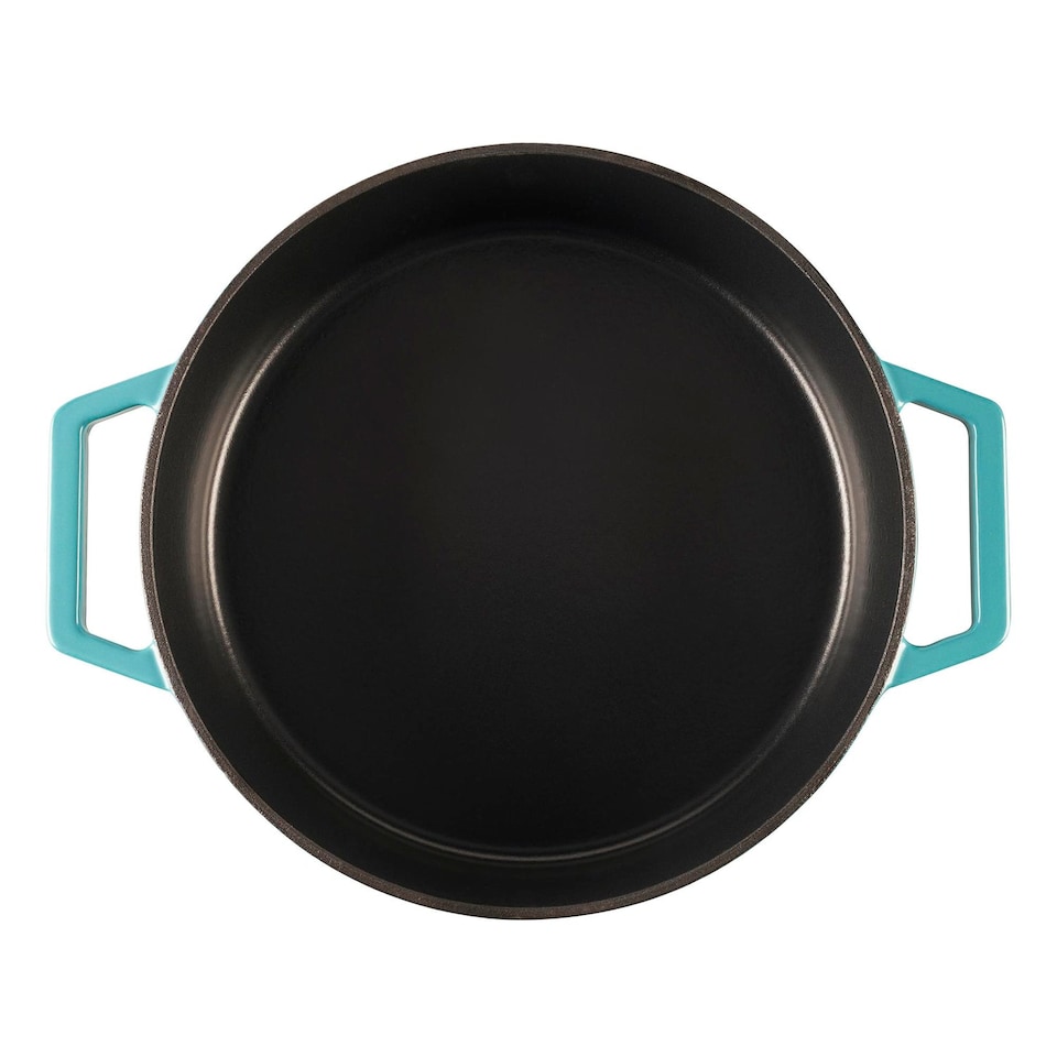 image 1 of Cooks Professional Cast Iron Casserole Dish 28cm - Ovenproof Pan with Lid | Blue | Teal