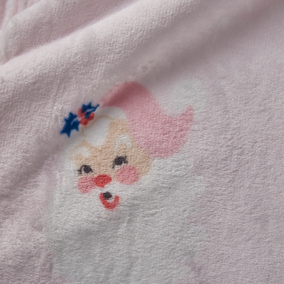image 1 of Catherine Lansfield Vintage Christmas Santa Cosy Fleece Blanket Throw