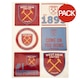 image 1 of West Ham United FC Assorted Designs Car Decal Set (Pack of 6) - Claret Red/Sky Blue - One Size