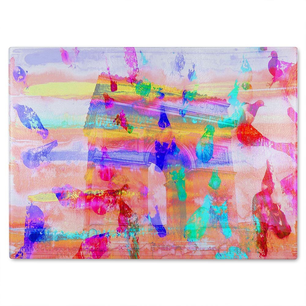 Arc De Triomphe Glass Chopping Board Multi