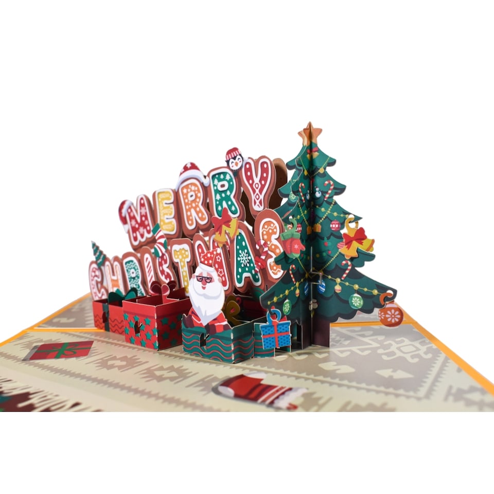 image 1 of Jolly & Bright Gingerbread Themed 3D Pop Up Christmas Card