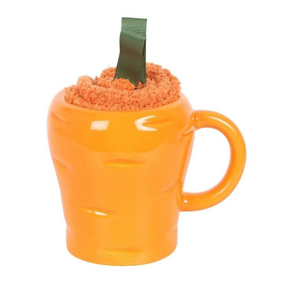 image 1 of Something Different Carrot Mug and Sock Set - Orange - One Size