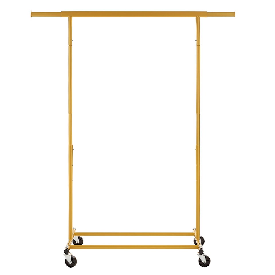 image 1 of House of Home Heavy Duty Gold Clothes Rail Adjustable Width Height with Shelf on Wheels