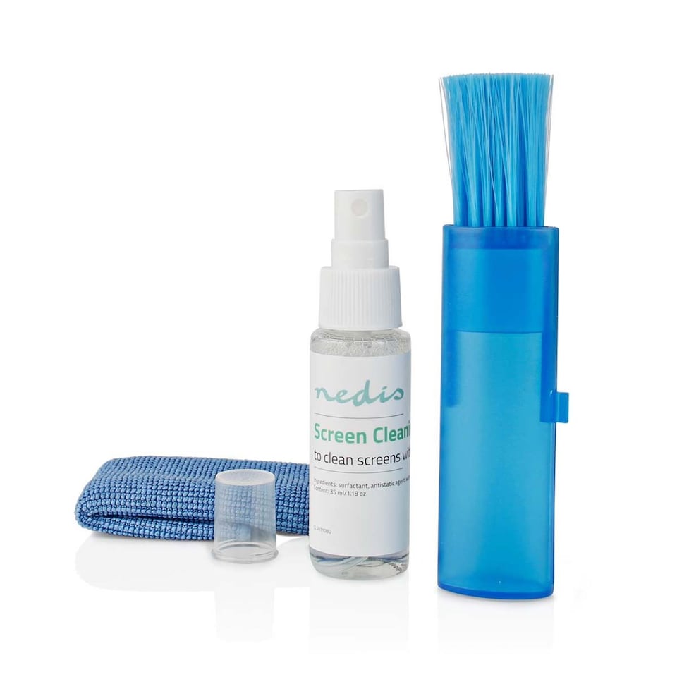 image 1 of Screen Cleaning Kit 35ml Anti-Static Alcohol-Free Cleaner, Cloth & Brush, Streak-Free TV Laptop Phone Cleaner Travel Size
