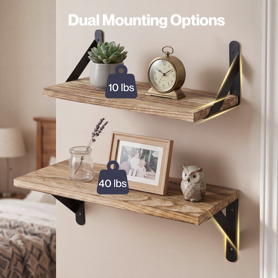 image 1 of Levede Floating Shelves 6 Set Wood Shelves for Wall Brown Modern Storage Home